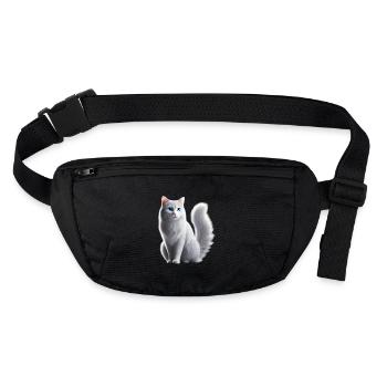 Katze Weiß Blaue Augen - Stanley/Stella recycelte Gürteltasche - Schwarz - Vorne