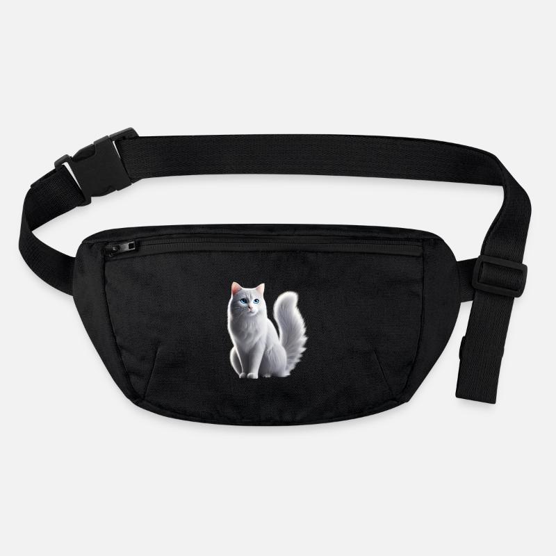 Cat White Blue Eyes - Stanley/Stella recycled Hip Bag  - black