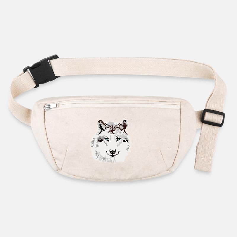 Weisser Wolf blaue Augen Stanley/Stella recycelte Gürteltasche