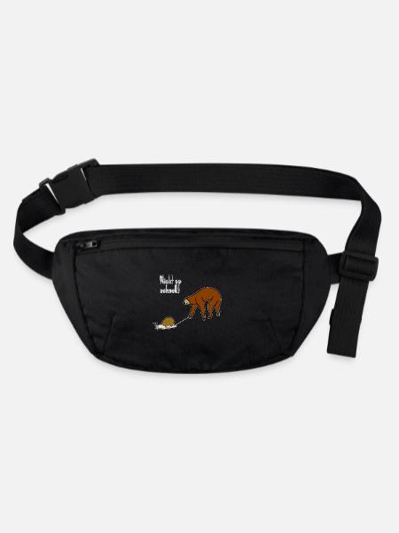 Funny sloth slowly chilling relaxed - Stanley/Stella recycled Hip Bag  - black - Front