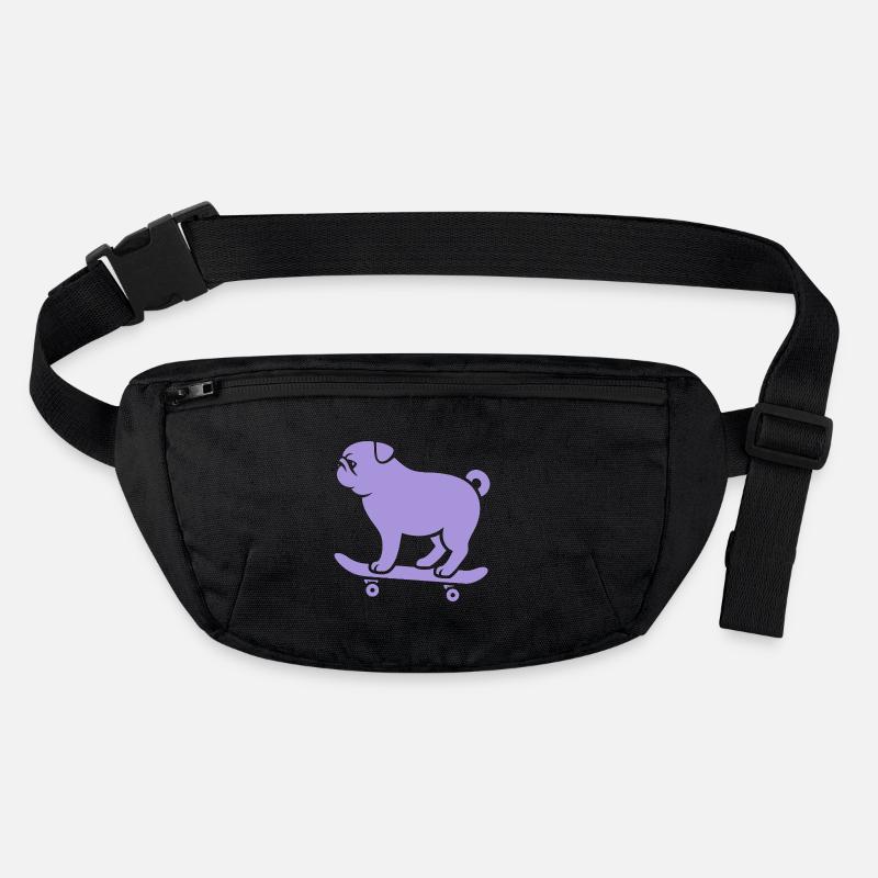 Minimalistisch Mops Skateboarder Katze Silhouette Stanley/Stella recycelte Gürteltasche