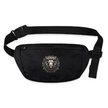 Lion dans une couronne de laurier - Sac banane recyclé Stanley/Stella - noir - Devant