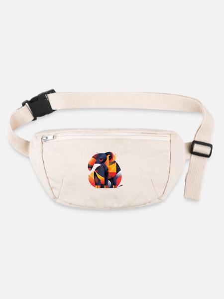 Fourmilier | Œuvres d’art abstraites - Sac banane recyclé Stanley/Stella - blanc naturel - Devant