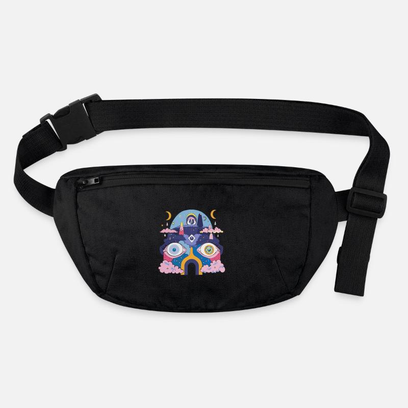 Psychedelic robot - Stanley/Stella recycled Hip Bag  - black