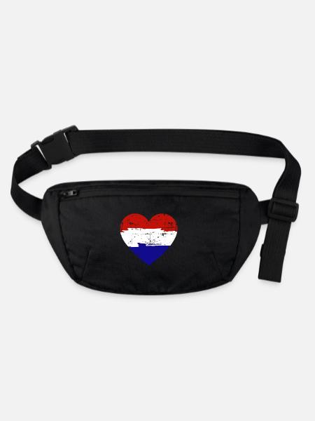 Drapeau du cœur des Pays-Bas - Sac banane recyclé Stanley/Stella - noir - Devant