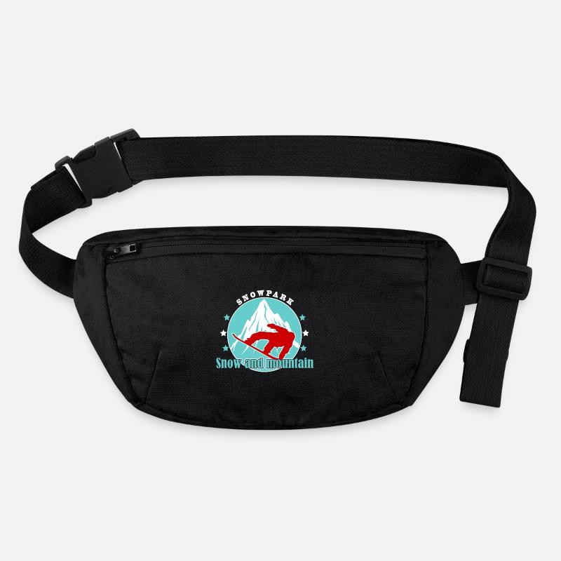 Berg- und Alpinski-Illustration - Stanley/Stella recycelte Gürteltasche - Schwarz