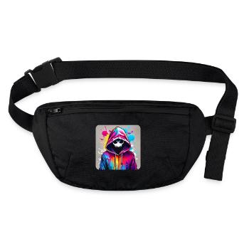 Ghost in Hoodie Graffiti Style - Stanley/Stella recycled Hip Bag  - black - Front