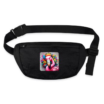 Cooler pinker Flamingo im Graffiti Style - Stanley/Stella recycelte Gürteltasche - Schwarz - Vorne