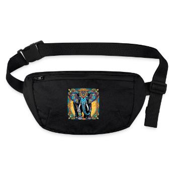 Animal éléphant dans le style bohème - Sac banane recyclé Stanley/Stella - noir - Devant