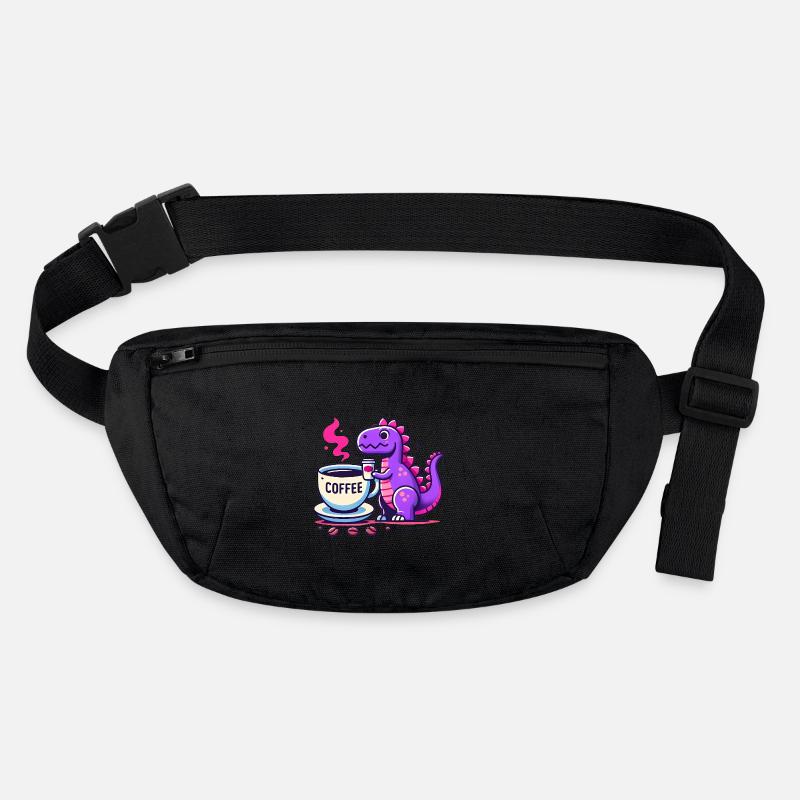 Purple Dino Enjoying Coffee Stanley/Stella recycled Hip Bag 