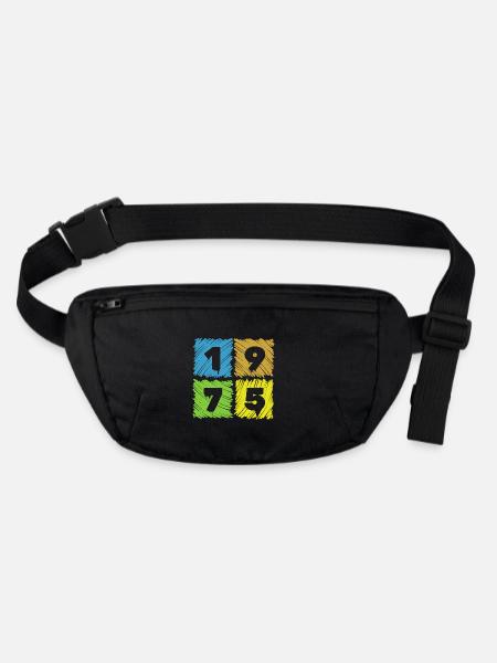50th Birthday Andy's Patches 1975 - Stanley/Stella recycled Hip Bag  - black - Front