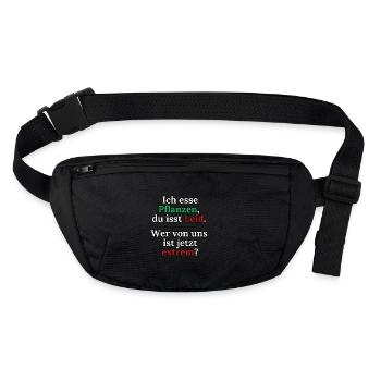 Wer ist jetzt extrem? Veganes Statement - Stanley/Stella recycelte Gürteltasche - Schwarz - Vorne