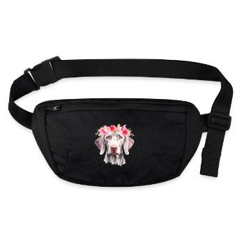 Chien de braque de Weimar avec Portrait de Couronne de fleurs - Sac banane recyclé Stanley/Stella - noir - Devant