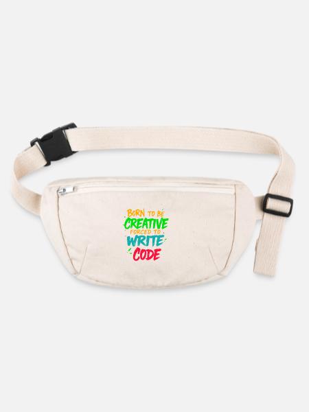 Geboren, um kreativ zu sein Gezwungen, Code zu schreiben T-Shirt - Stanley/Stella recycelte Gürteltasche - Naturweiß - Vorne