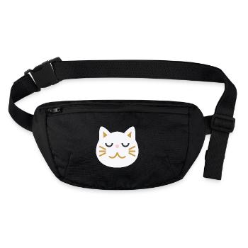 Visage de chat japonais L blanc - Sac banane recyclé Stanley/Stella - noir - Devant