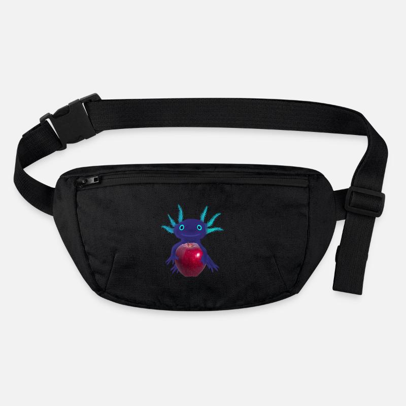 Blue Axolotl with Red Apple, Hand Drawing Stanley/Stella recycled Hip Bag 