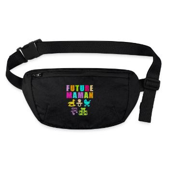 Future maman annonce grossesse femme enceinte bébé - Sac banane recyclé Stanley/Stella - noir - Devant