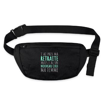 J'ai un nouveau chef ma femme humour retraité - Sac banane recyclé Stanley/Stella - noir - Devant