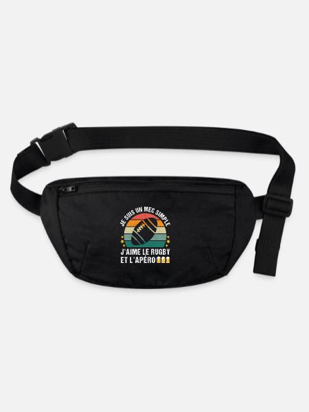 J'aime le rugby et l' apéro humour rugbyman cadeau - Sac banane recyclé Stanley/Stella - noir - Devant