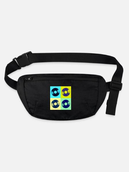 Pop-Art-Vinylalben - Stanley/Stella recycelte Gürteltasche - Schwarz - Vorne