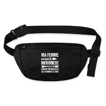 Ma femme est infirmière humour marié infirmiere - Sac banane recyclé Stanley/Stella - noir - Devant