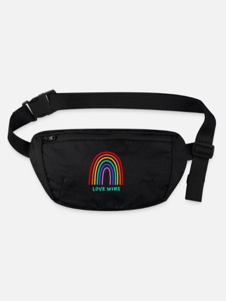 Love wins - Stanley/Stella recycled Hip Bag  - black - Front