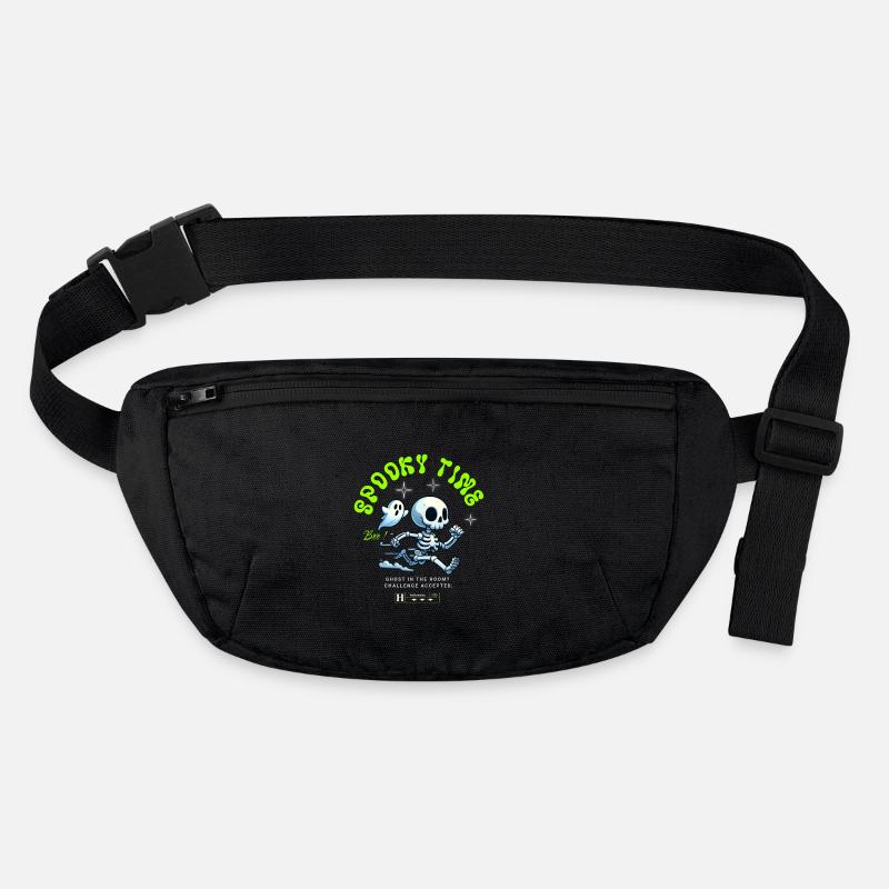 Spooky Time Ghost Skeleton Halloween - Stanley/Stella recycled Hip Bag  - black