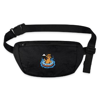 Alpaka mit Donut Schwimmring Lustige Tiere Kinder - Stanley/Stella recycelte Gürteltasche - Schwarz - Vorne