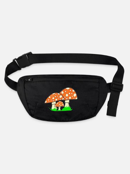 naturgrafik, Fliegenpilze, tolle Waldmotive - Stanley/Stella recycelte Gürteltasche - Schwarz - Vorne