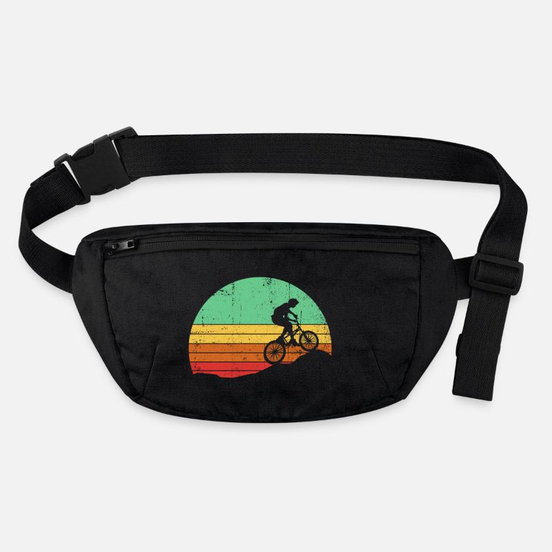 Silhouette de cycliste rétro au coucher du soleil Sac banane recyclé Stanley/Stella