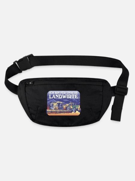 ICH BIN FÜR UNSERE LANDWIRTE BAUERNPROTEST BAUERN - Stanley/Stella recycelte Gürteltasche - Schwarz - Vorne
