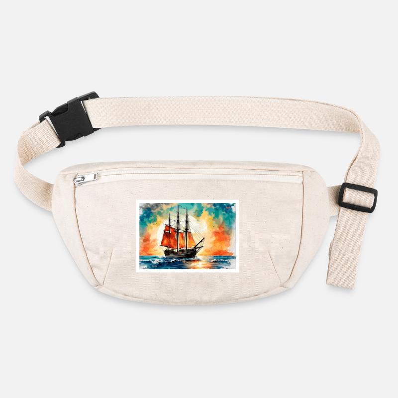 Red sailing ship at sunset Stanley/Stella recycled Hip Bag 
