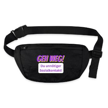 GEH WEG! - Stanley/Stella recycelte Gürteltasche - Schwarz - Vorne