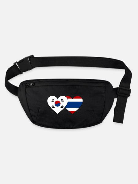 Corée du Sud Thaïlande Drapeau Coeur - Sac banane recyclé Stanley/Stella - noir - Devant