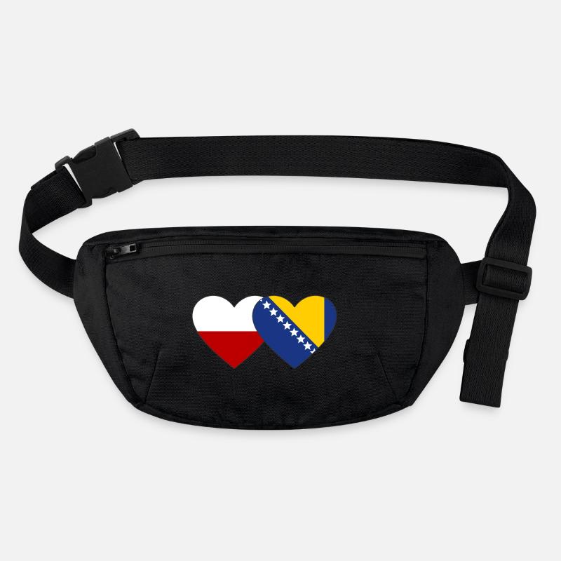 Pologne Bosnie Drapeau Coeur Sac banane recyclé Stanley/Stella