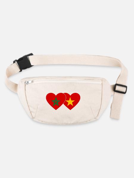 Marokko Vietnam Flagge Herz - Stanley/Stella recycelte Gürteltasche - Naturweiß - Vorne