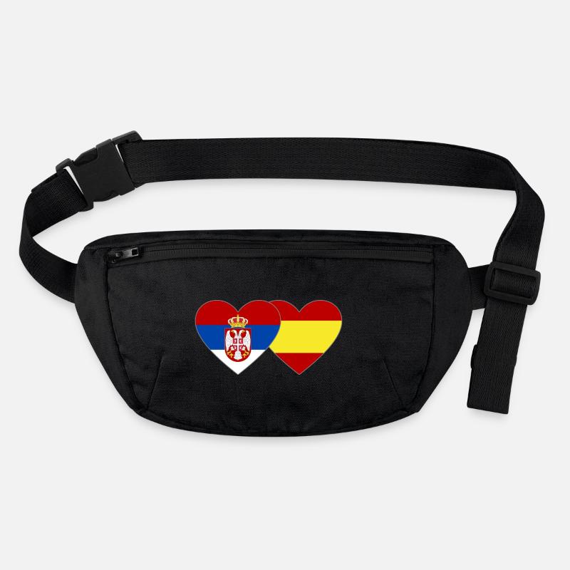 Serbie Espagne Drapeau Mains Coeur Forme Sac banane recyclé Stanley/Stella