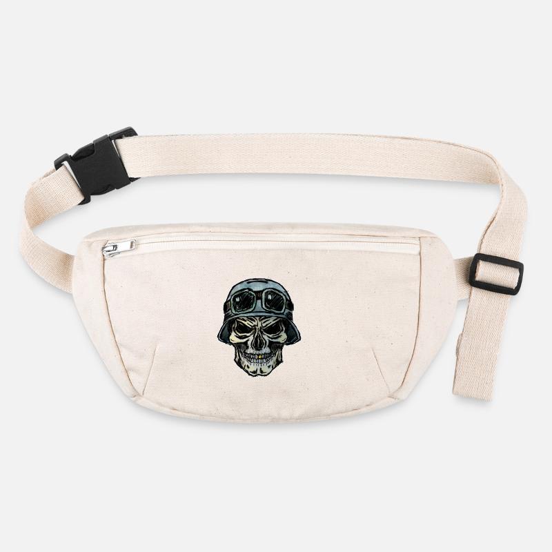 Crazy Biker skull with helmet Stanley/Stella recycled Hip Bag 