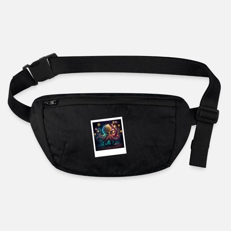 Octopus Octopus Neon dancing in the night - Stanley/Stella recycled Hip Bag  - black