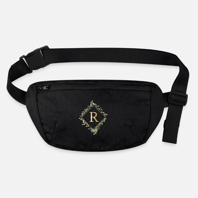 R Monogram Eucalyptus Wreath - Stanley/Stella recycled Hip Bag  - black
