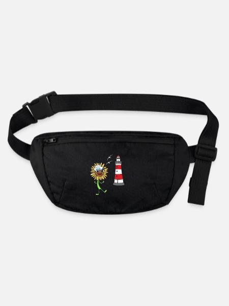 Sailor Sunflower Lighthouse Maritime Moin - Sac banane recyclé Stanley/Stella - noir - Devant