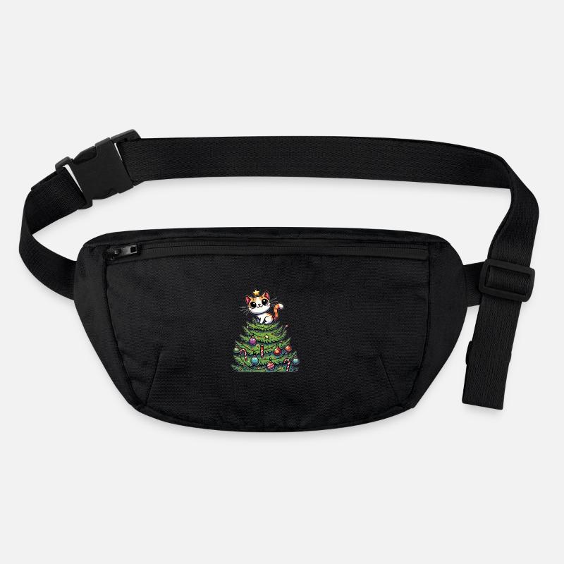 Funny Cat Christmas Tree Whimsical Stanley/Stella recycled Hip Bag 