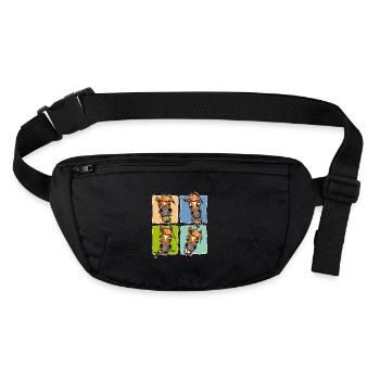 Trombines gourmandes (fond blanc) - Sac banane recyclé Stanley/Stella - noir - Devant