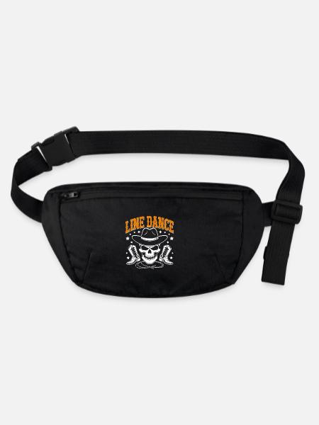 Line Dance Skull with Stetson and Boots and Lasso - Stanley/Stella recycled Hip Bag  - black - Front