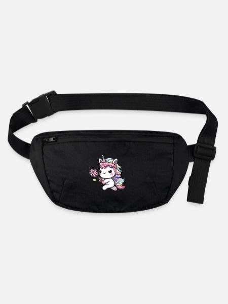 Licorne mignonne en tant que joueur de tennis - Lust - Sac banane recyclé Stanley/Stella - noir - Devant