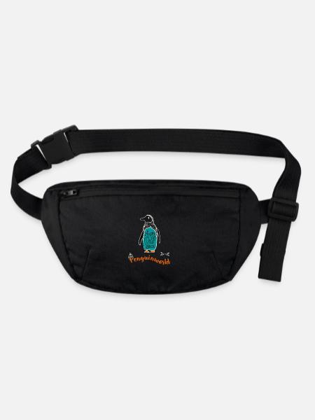 Penguin Christmas snow illustration new year tol - Stanley/Stella recycled Hip Bag  - black - Front