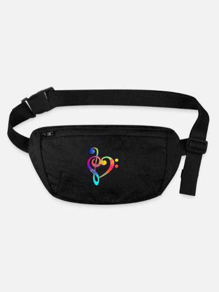 Clef Bass Clef Shirt Musicien musicien - Sac banane recyclé Stanley/Stella - noir - Devant