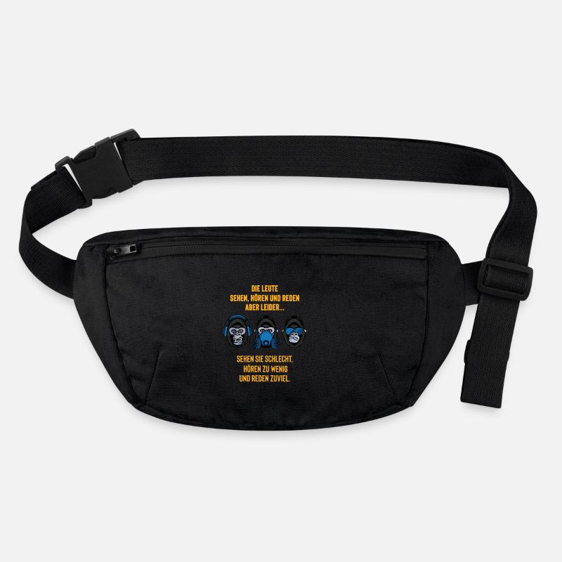3 weise Affen, sehen hören reden Geschenk - Stanley/Stella recycelte Gürteltasche - Schwarz