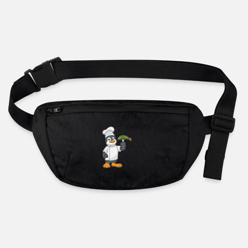 Penguin as a cook with fish & cooking apron Stanley/Stella recycled Hip Bag 