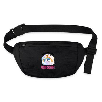 Restez calme et montez une licorne licorne - Sac banane recyclé Stanley/Stella - noir - Devant